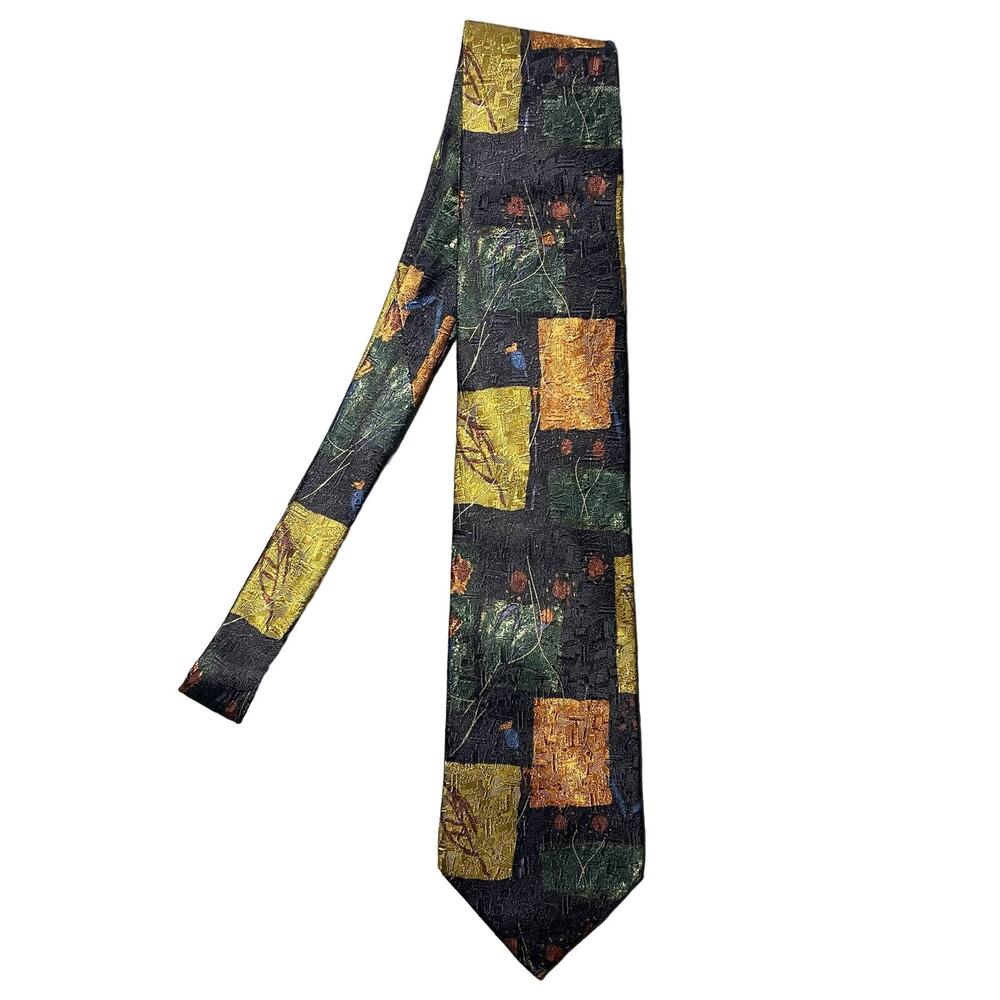 Ermenegildo Zegna Disegno Esclusivo Silk Tie Necktie Floral Leaves Pattern Italy